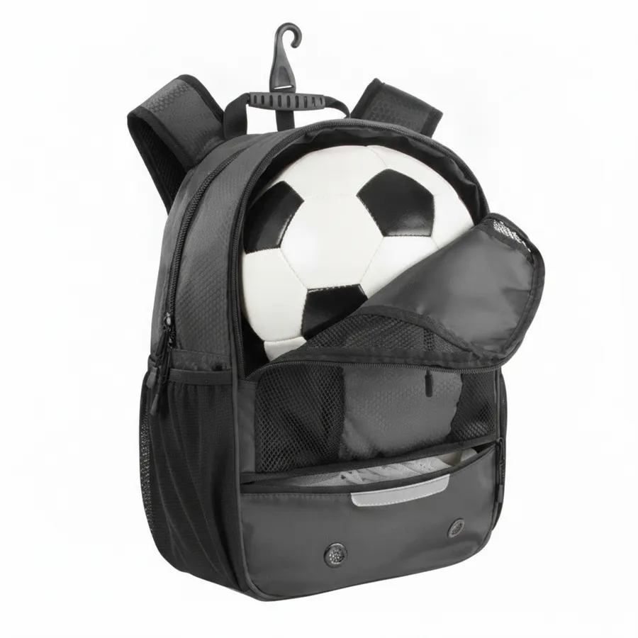 Grey Athletic Sports Backpack with Ball and Shoe Compartment - Everyday Travel Bag — wholesale Bags & Backpacks by the case