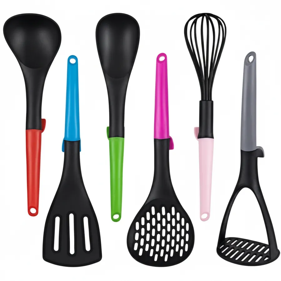 Two-Tone Plastic Kitchen Utensil Set - Durable Everyday Kitchen Gadgets and Housewares — wholesale Kitchen & Drinkware by the case