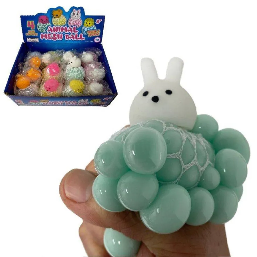 Mesh Squish Ball with Squishy Animal Top Keeraft Home Gifts — wholesale Plush & Squishies by the case