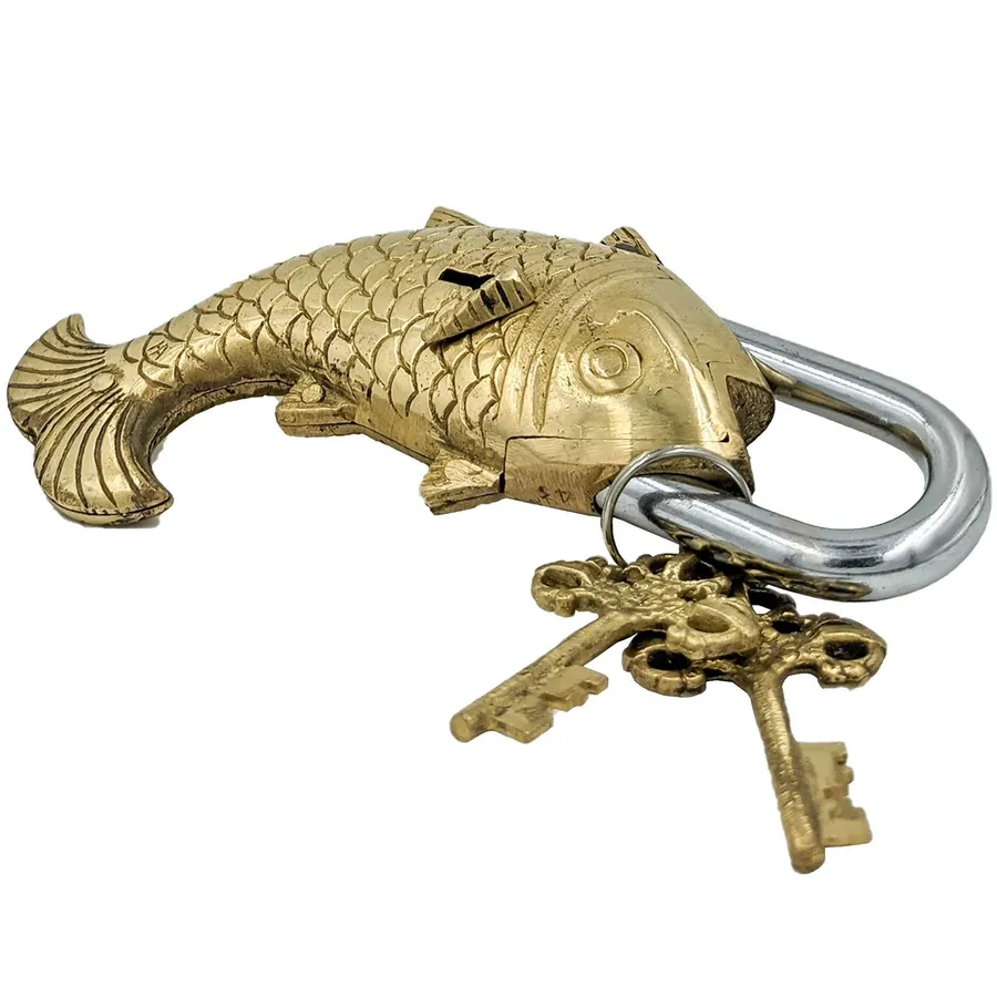 Brass Luggage Lock - Fish Shape Decorative Padlock, 3-Digit Combination — wholesale Home & Décor by the case
