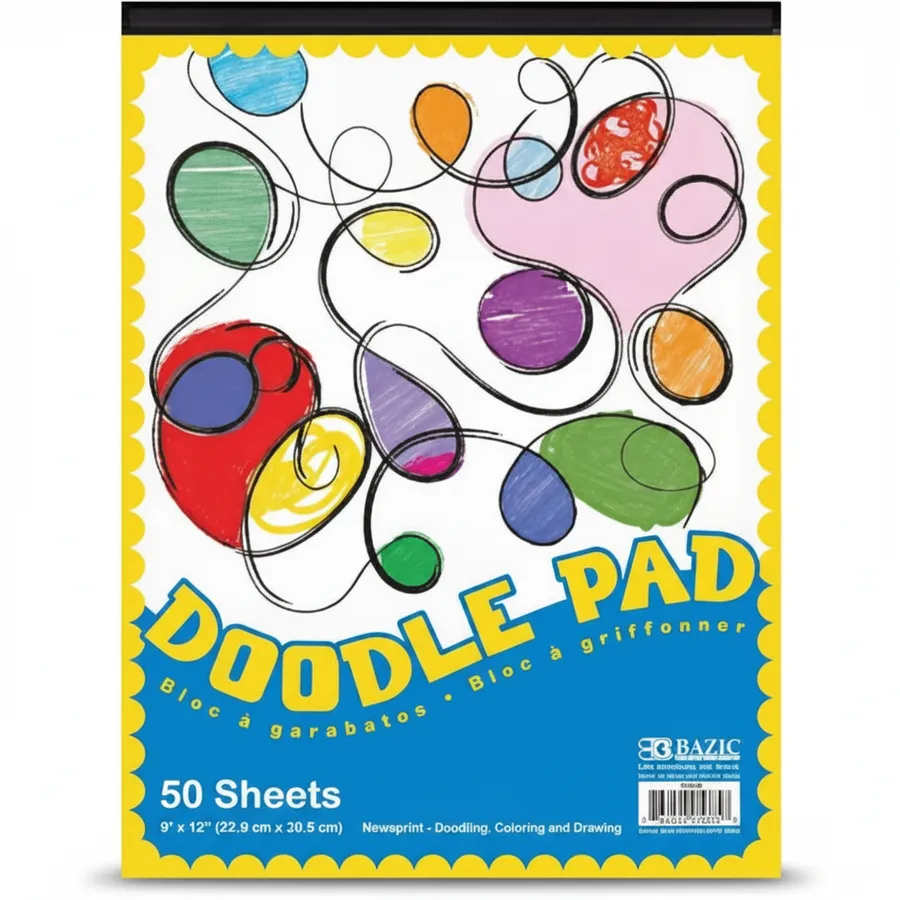 Kids Art Doodle Pads (9" x 12", 50 Sheets) - School Supplies & Classroom Stationery — wholesale Stationery & Office by the case