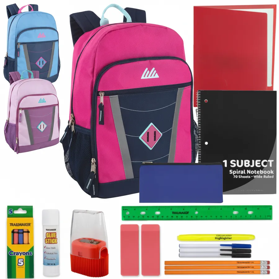 18-Inch Reflective Multi-Pocket Backpack with School Supply Kit | Kids Bags for Everyday & Travel — wholesale Bags & Backpacks by the case