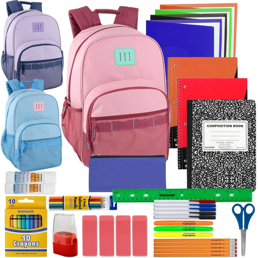 18" Daisy Chain Girls Backpack – 45-Piece Back to School Kit — wholesale Bags & Backpacks by the case