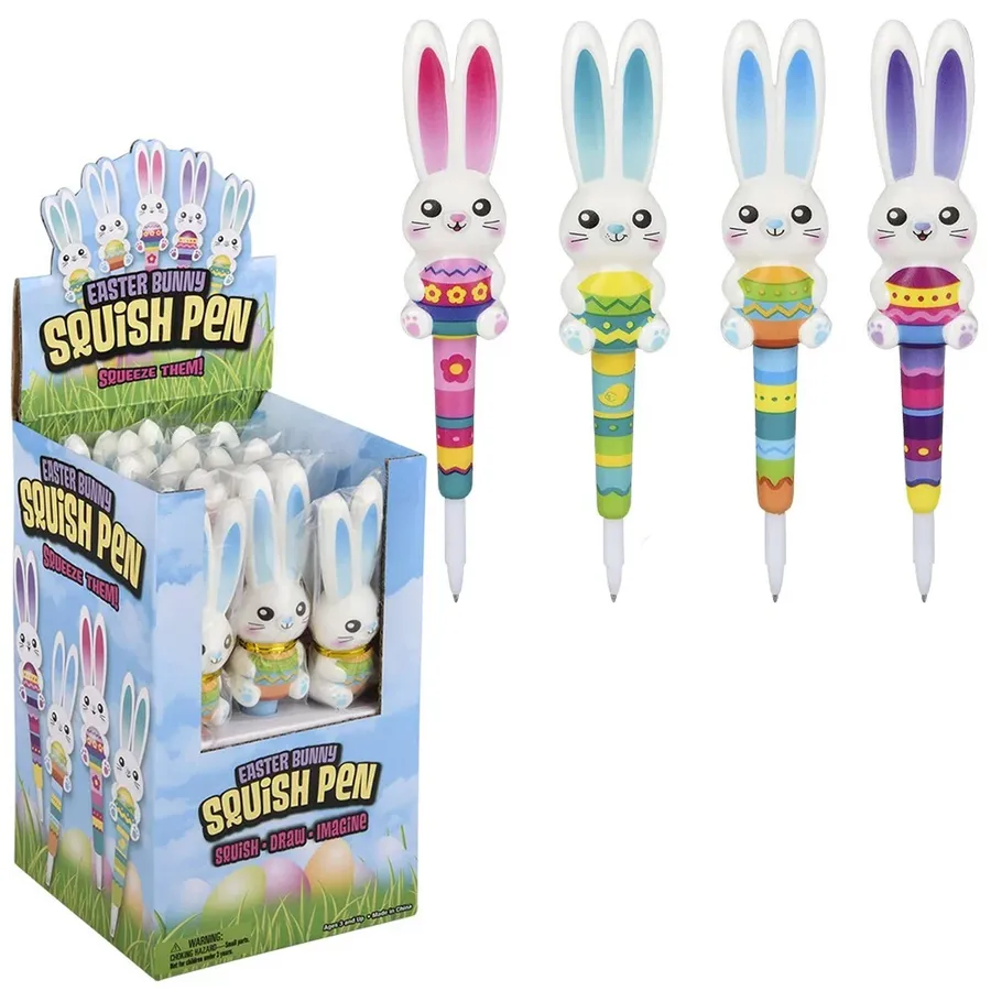Easter Small Bunny Squish Fidget Kids Pen- Assorted — wholesale Fidgets & Sensory by the case