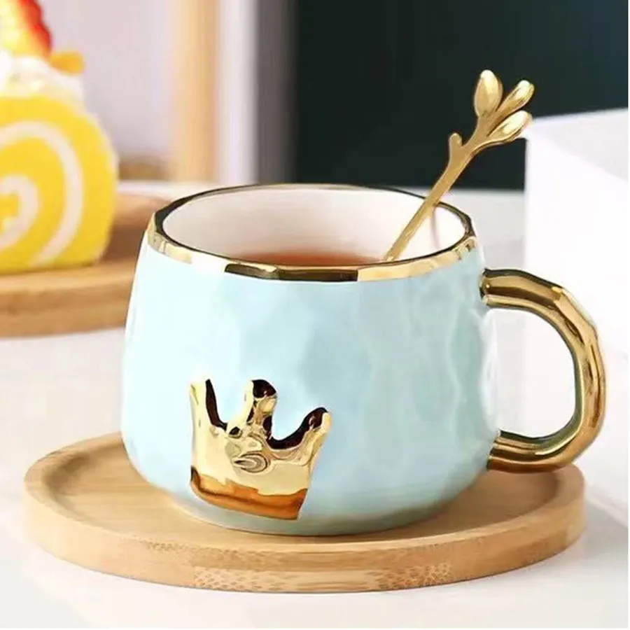 Crown Ceramic Tea Mug Cup & Saucer Set Home Décor — wholesale Kitchen & Drinkware by the case
