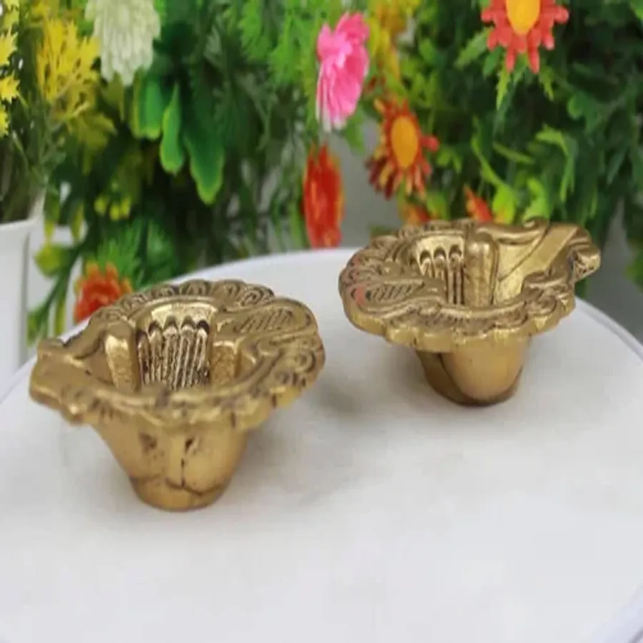 Exquisite Brass Diya with Carved Flower Home Decores — wholesale Home & Décor by the case