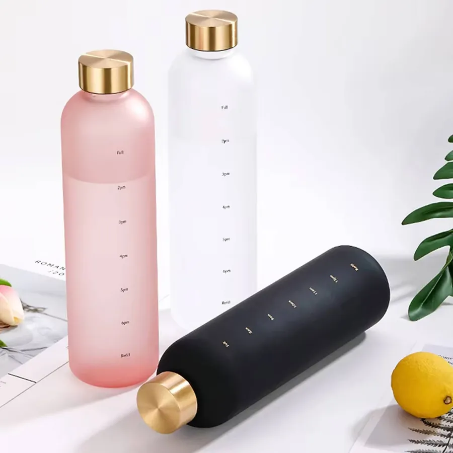 Leakproof Portable Water Bottle with Time Marker - Assorted — wholesale Stationery & Office by the case