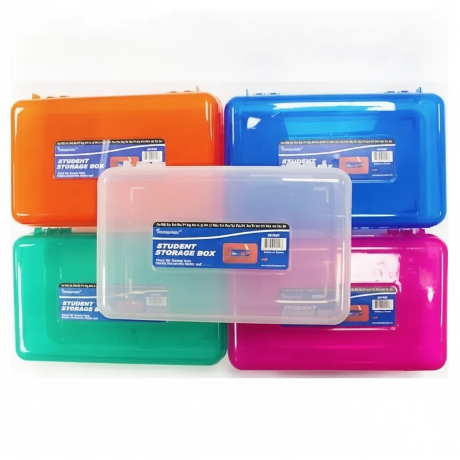Plastic Pencil Box Organizers in Assorted Colors - Durable School Supplies & Classroom Stationery Case — wholesale Stationery & Office by the case