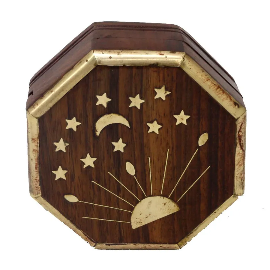 Hexagonal Wooden Box With Golden — wholesale Toys & Games by the case