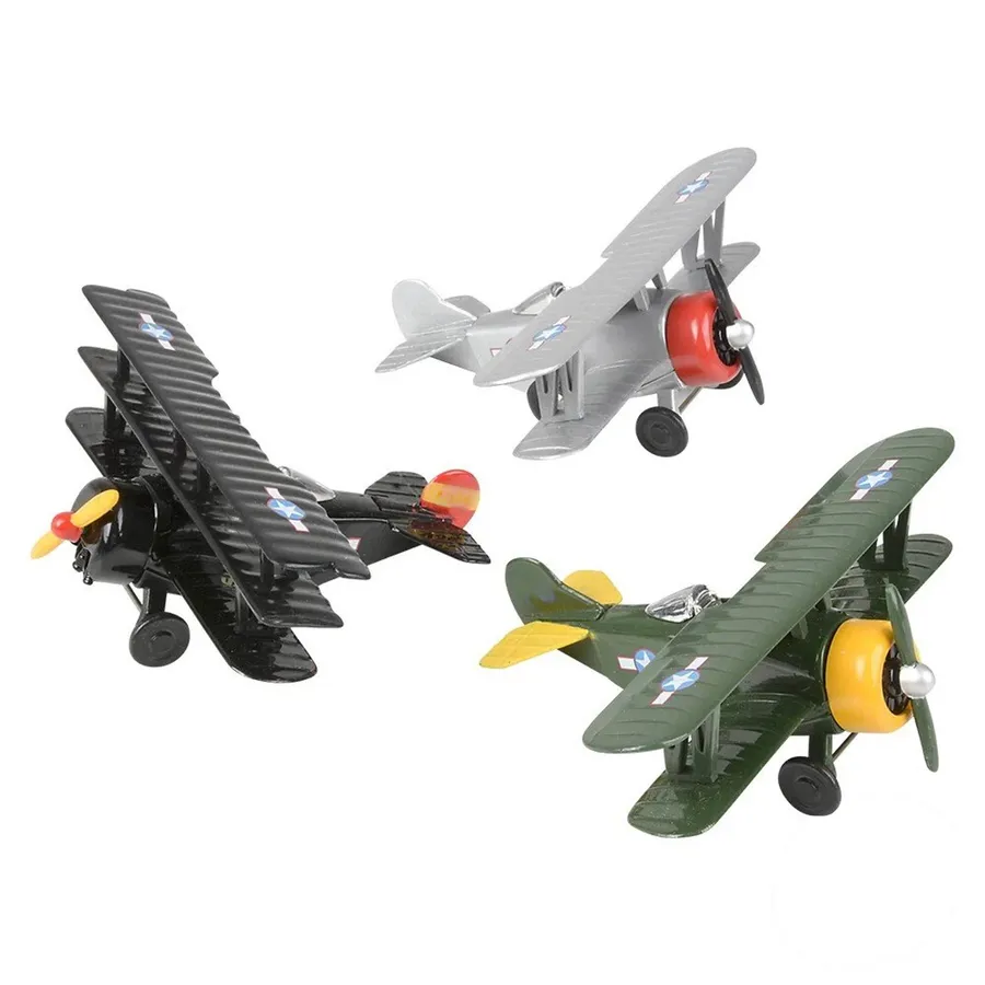 Die Cast Pull Back Classic Plane Kids Toy — wholesale Toys & Games by the case