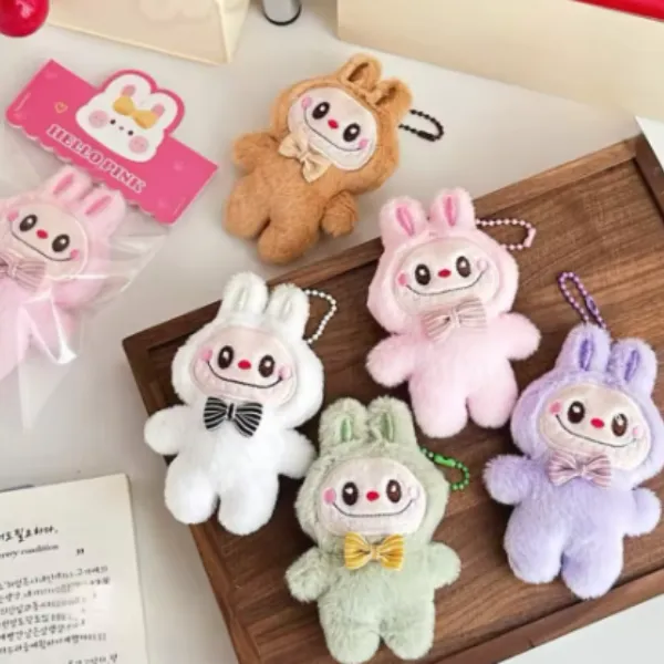 Velvet Plush Bunny Keychains | Assorted Bow Tie Bag Charms — wholesale Plush & Squishies by the case