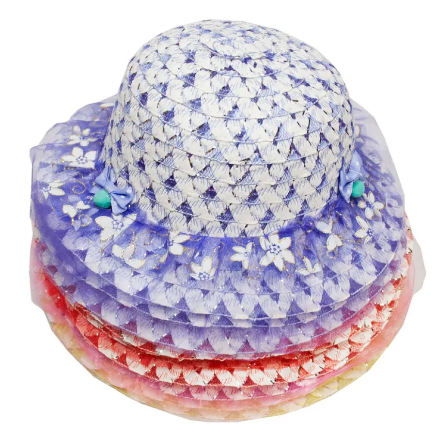 Girls Straw Hat Bow Ties - Assorted — wholesale Apparel & Accessories by the case