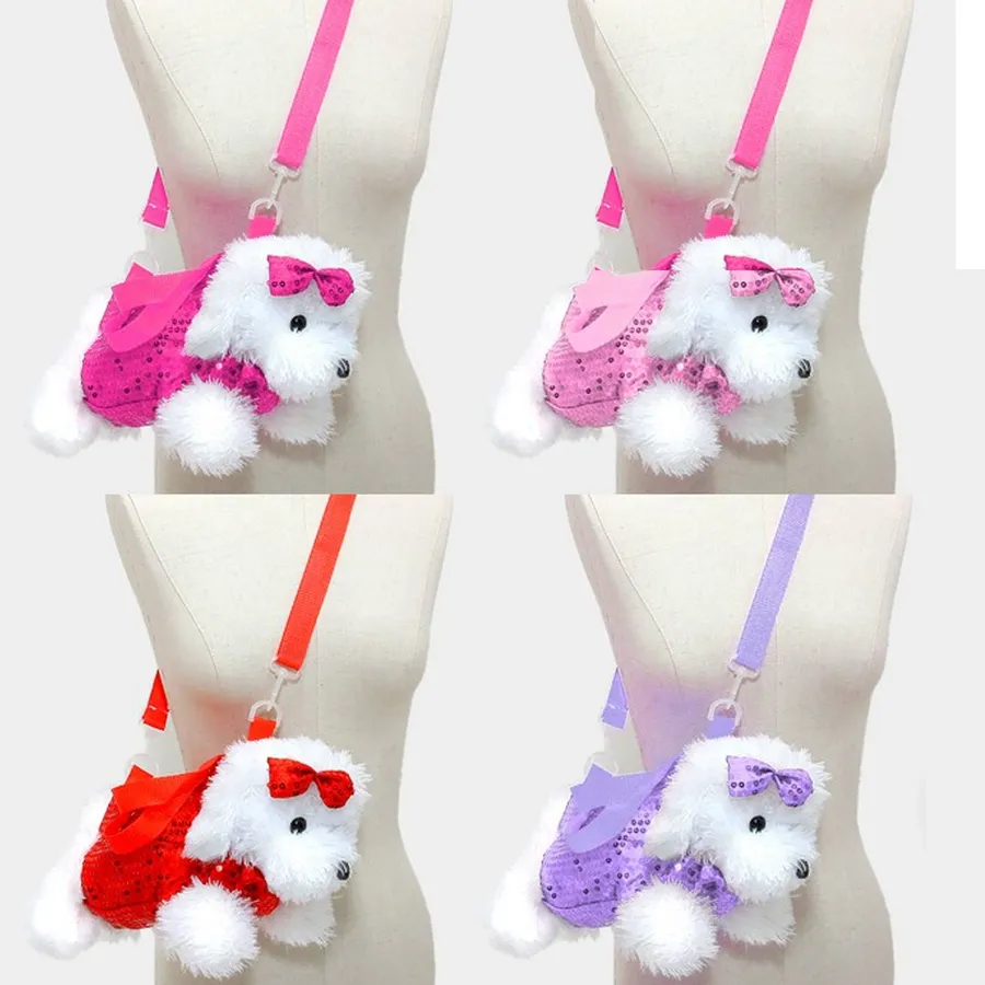 Girls Sequins Dog Plush Crossbody Purse — wholesale Plush & Squishies by the case