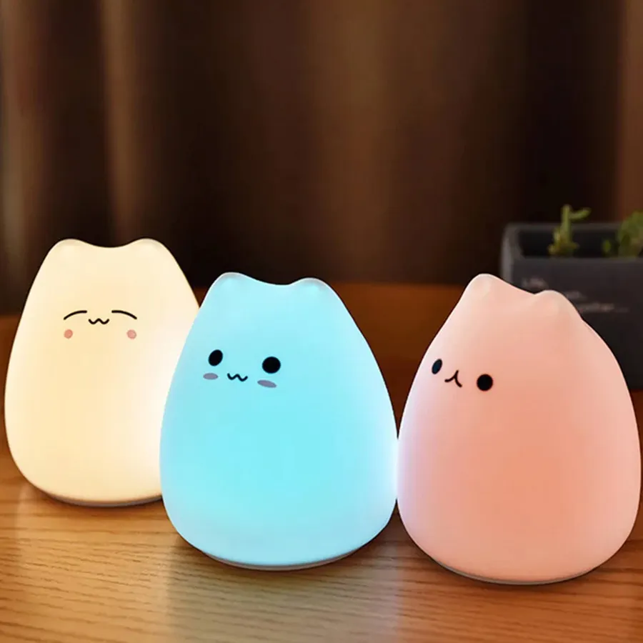 Colorful Cat Silicone LED Night Lamp - Assorted — wholesale Home & Décor by the case