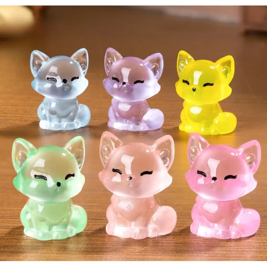 Luminous Resin Fox Figurines Colorful Mini Cartoon Decor — wholesale Home & Décor by the case