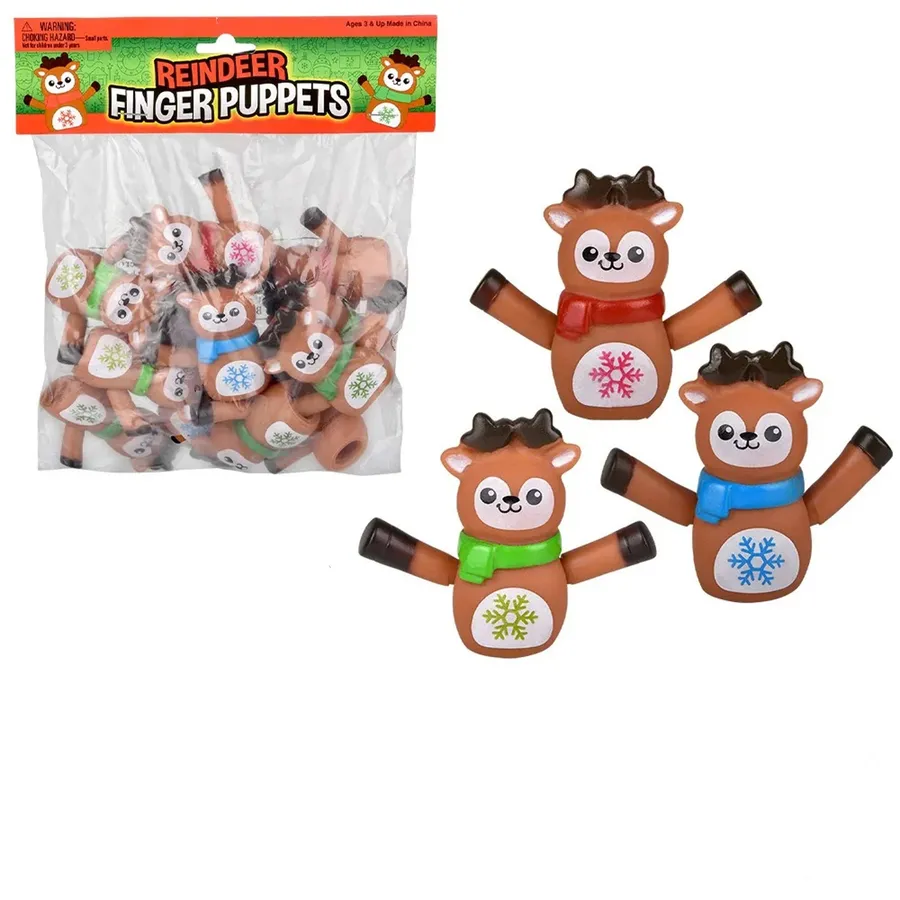 Holiday Reindeer Finger Puppet Kids Toy- Assorted — wholesale Seasonal & Holiday by the case