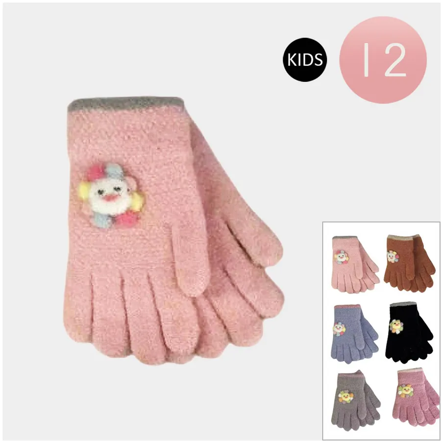 Kids Flower Pointed Knit Winter Gloves — wholesale Apparel & Accessories by the case