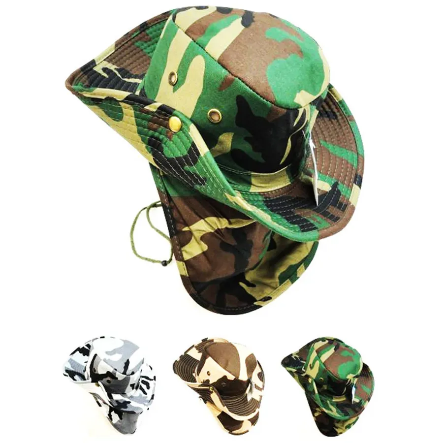 Camouflage Bucket Flap Hats - Assorted — wholesale Apparel & Accessories by the case