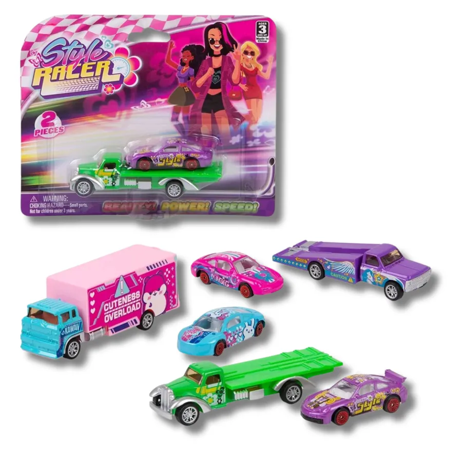 Rainbow Die Cast Racer Car Kids Toy- Assorted — wholesale Toys & Games by the case