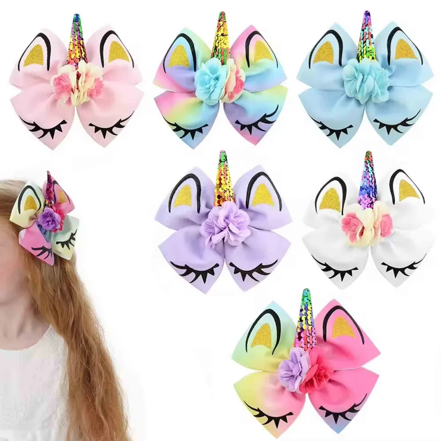 Unicorn Hair Bows with Alligator Hair Clip — wholesale Apparel & Accessories by the case