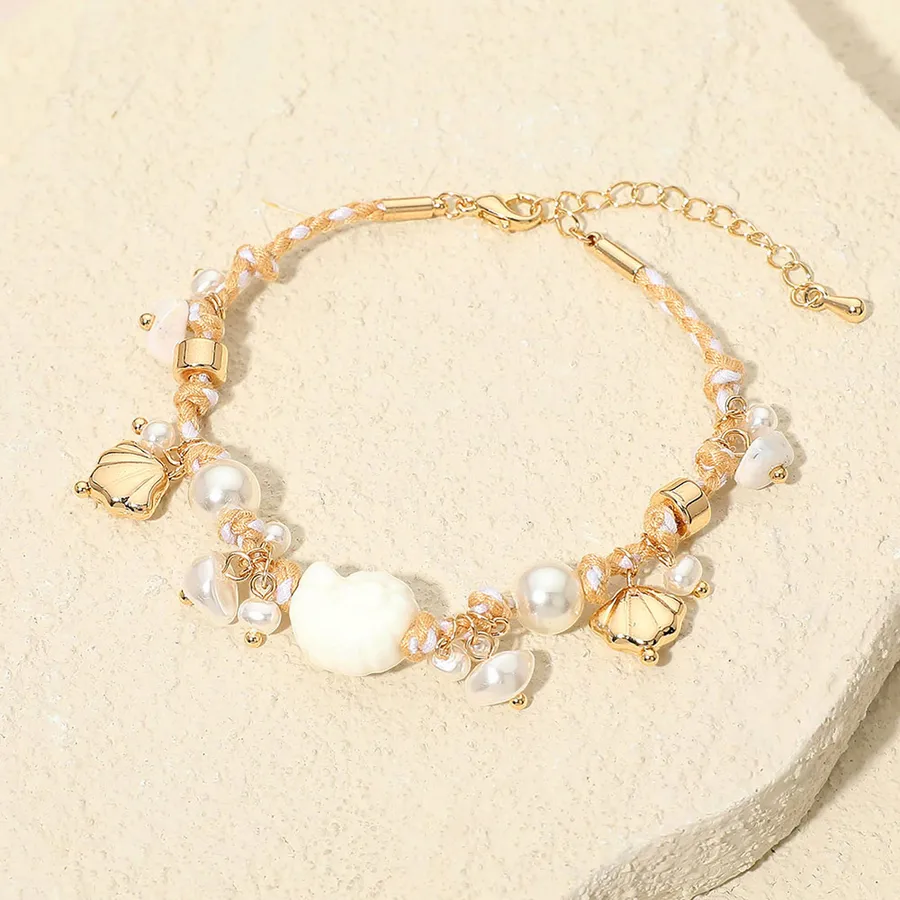 Pearl Charm Embellished Cord Bracelet - Assorted — wholesale Keychains & Charms by the case