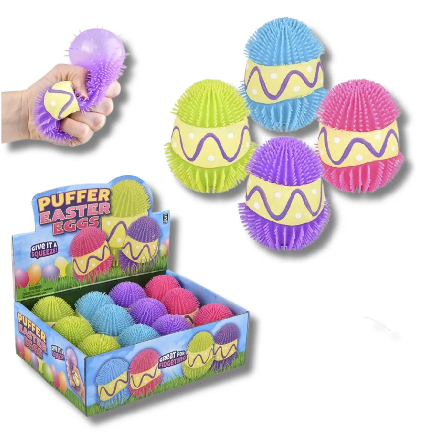 Easter Puffer Egg Squeeze Fidget Kids Toy- Assorted — wholesale Fidgets & Sensory by the case