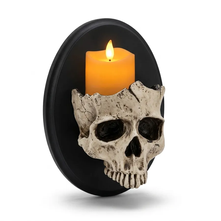 Gothic Skull Wall Candle Holder – Spooky Decor Hit — wholesale Home & Décor by the case