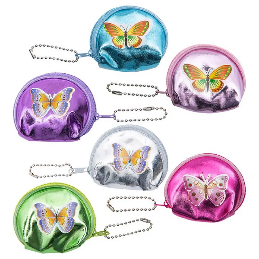 Butterfly Small Zip Coin Bags - Assorted — wholesale Bags & Backpacks by the case