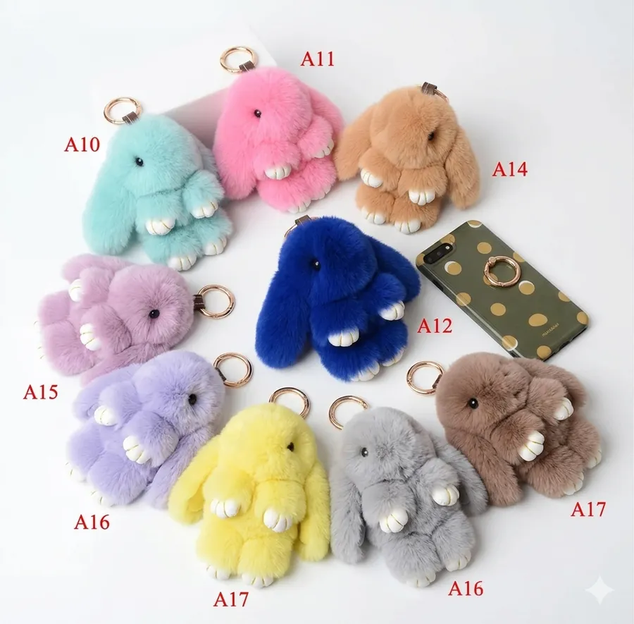 Fur Pom Pom Bunny Keychain – Cute Bag Charm — wholesale Keychains & Charms by the case