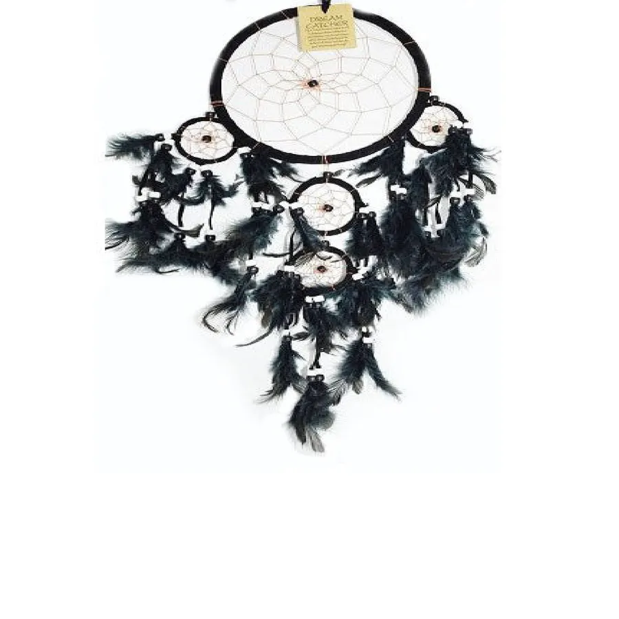 Black Dream Catcher With Real Feathers — wholesale Home & Décor by the case