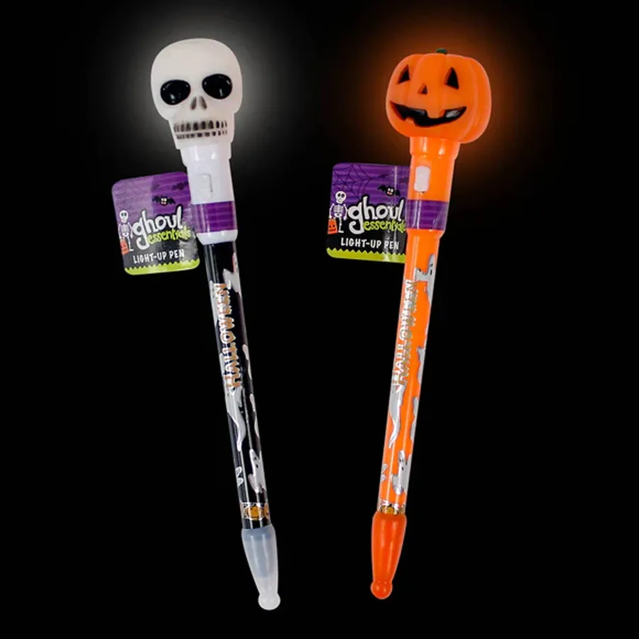 7.5" Light Up Halloween Pens – Assorted Spooky Designs — wholesale Seasonal & Holiday by the case