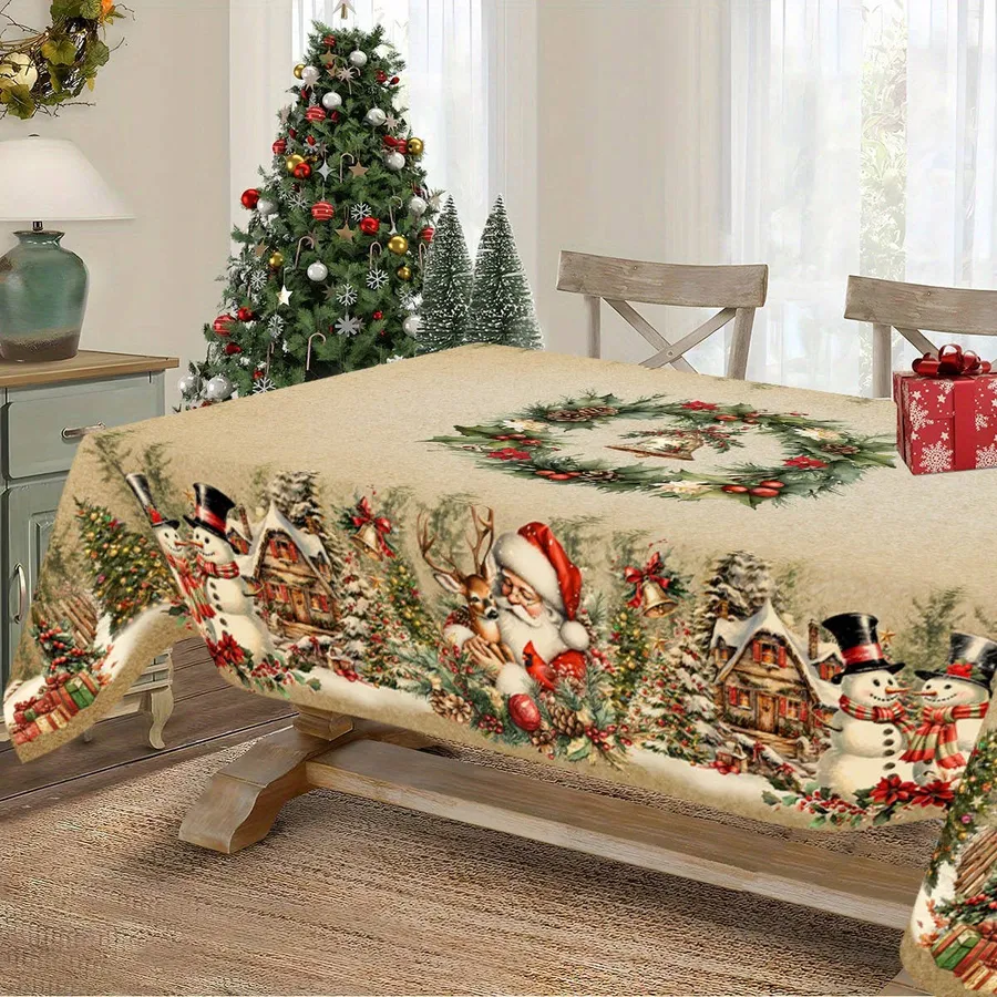 Vintage Christmas Tablecloth 140x180cm – Snowman & Elk — wholesale Seasonal & Holiday by the case