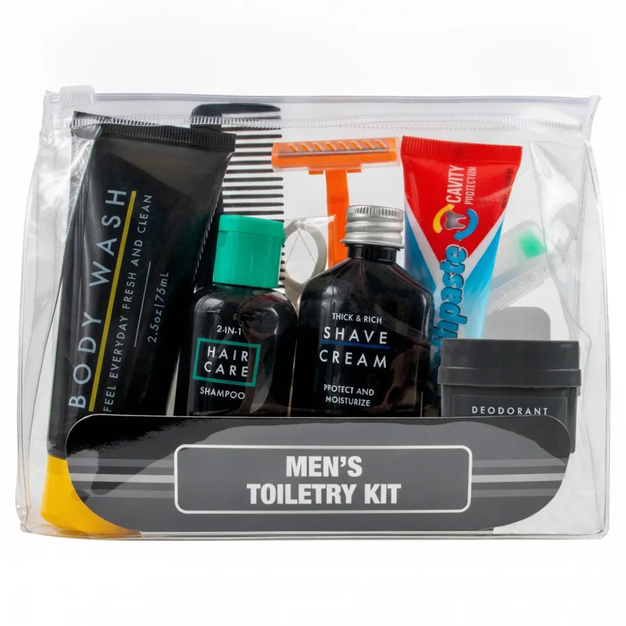 Clear TSA Approved Travel Toiletry Bag with Men's Grooming Kit — wholesale Bags & Backpacks by the case