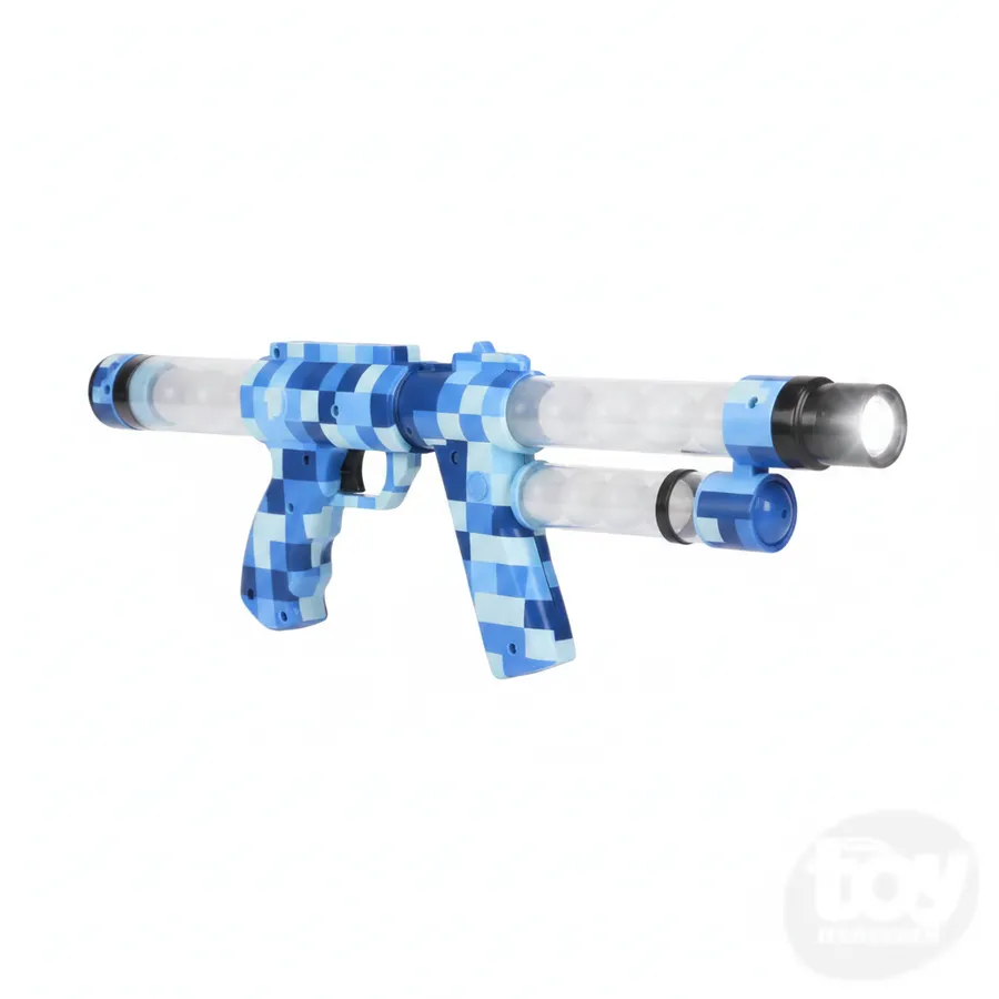 19-Inch Blue Pixel Light-Up Toy Blaster - Retro Space Gun with LED Lights and Sound Effects — wholesale Toys & Games by the case