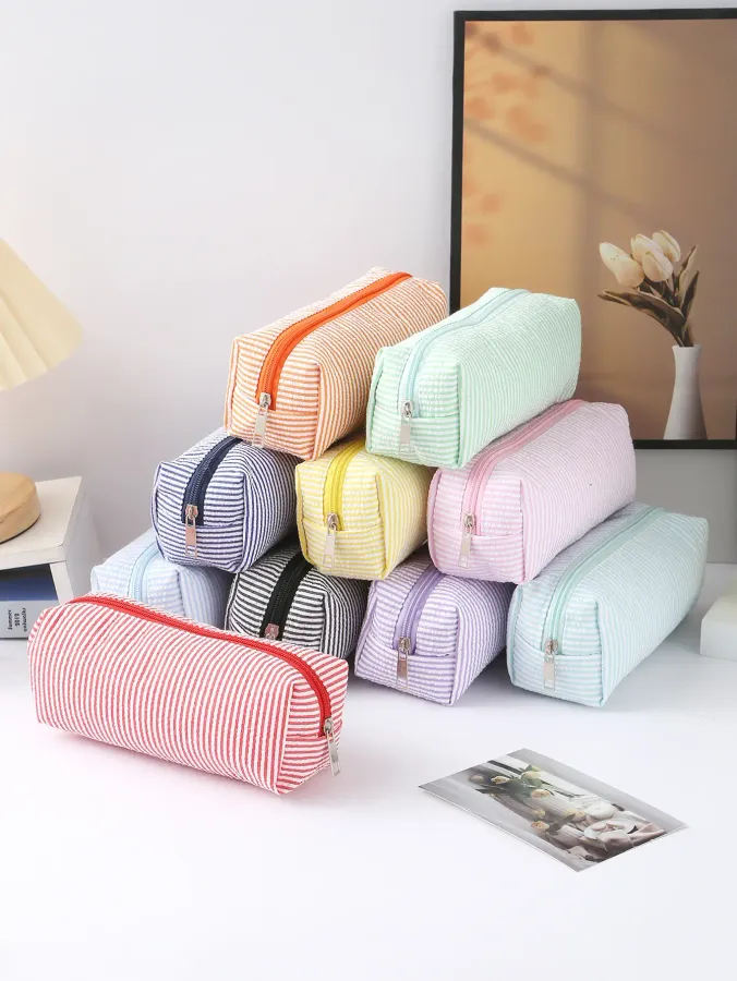 Striped Portable Pencil Case - Assorted — wholesale Stationery & Office by the case