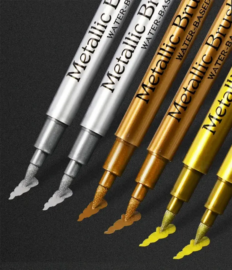 Metallic Brush Markers–Gold, Silver & Copper- Back to School — wholesale Stationery & Office by the case