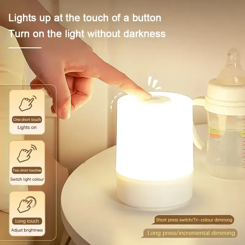 Dimmable LED Touch Table Lamp – Rechargeable Bedside Light — wholesale Home & Décor by the case