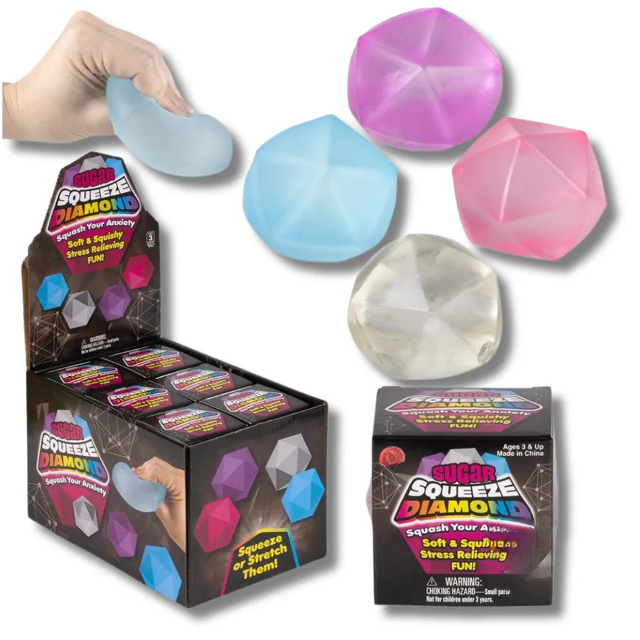 Diamond Squeezy Sugar Fidget Kids Toy- Assorted — wholesale Fidgets & Sensory by the case