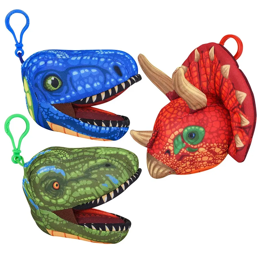 Soft Plush Dinosaur Head Keychains Toy - Assorted — wholesale Plush & Squishies by the case