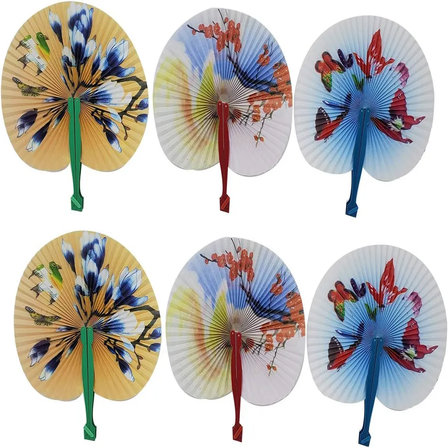 Folding Round Paper Fan - Assorted — wholesale More Wholesale Goods by the case