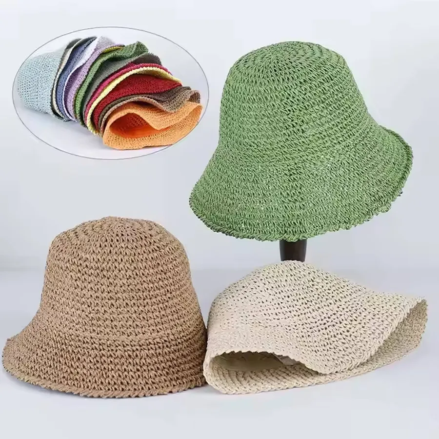 Handmade Foldable Crochet Knit Bucket Hat - Assorted — wholesale Apparel & Accessories by the case