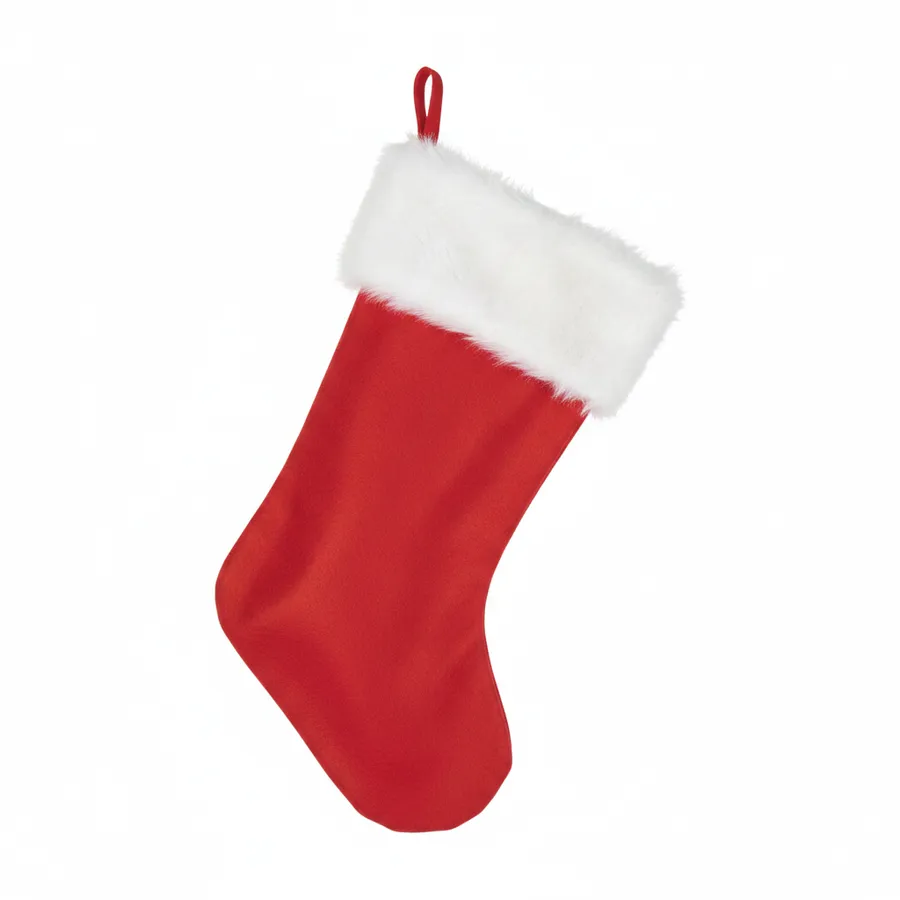 Red Plush Christmas Stocking - 15-Inch Classic Holiday Decor for Farmhouse Mantel — wholesale Plush & Squishies by the case