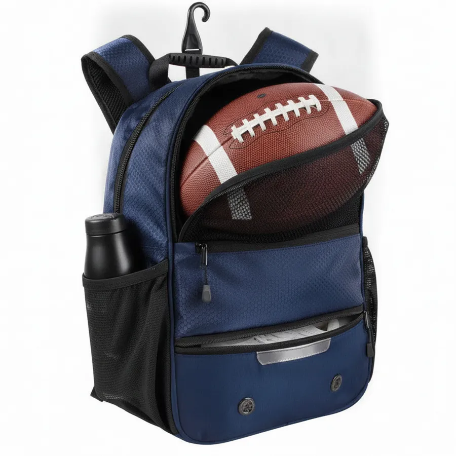 Navy Athletic Sports Backpack with Ball & Shoe Compartment - Everyday Travel Bag — wholesale Bags & Backpacks by the case