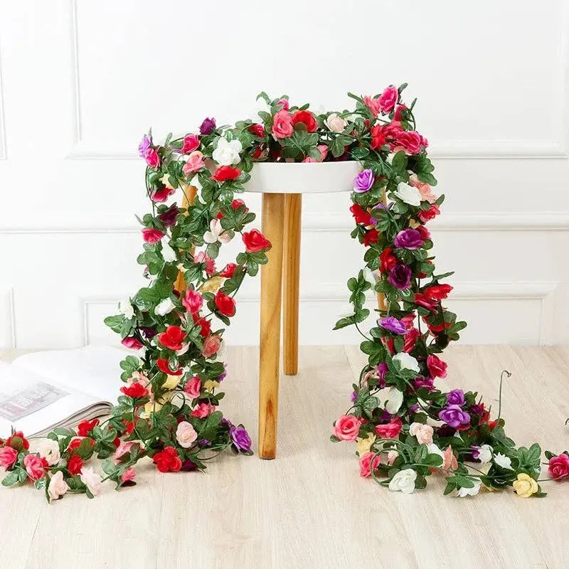 Luxury Hanging Silk Flower Garland – Artificial Rose Vine We — wholesale Home & Décor by the case