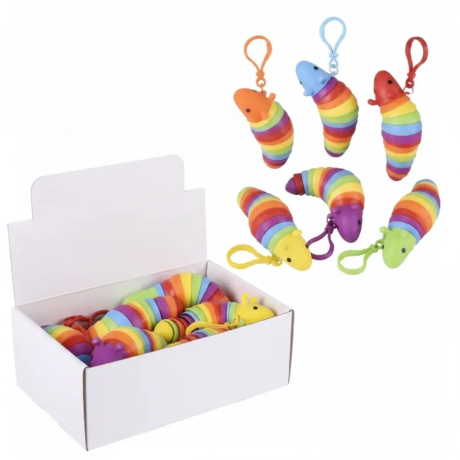 Wiggle Caterpillar Clip-On Sensory Toy - Portable Squishy Fidget for Kids & Adults — wholesale Fidgets & Sensory by the case