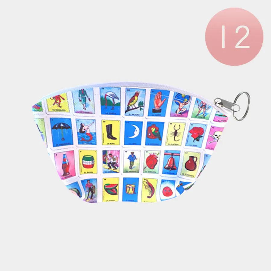 Multi Card Print Zipper Closure Coin Purse Keychains — wholesale Keychains & Charms by the case