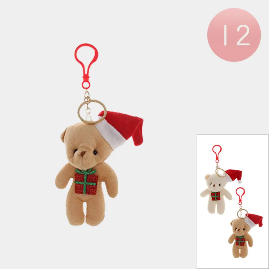 Christmas Hat Bear Keychains - Assorted — wholesale Keychains & Charms by the case