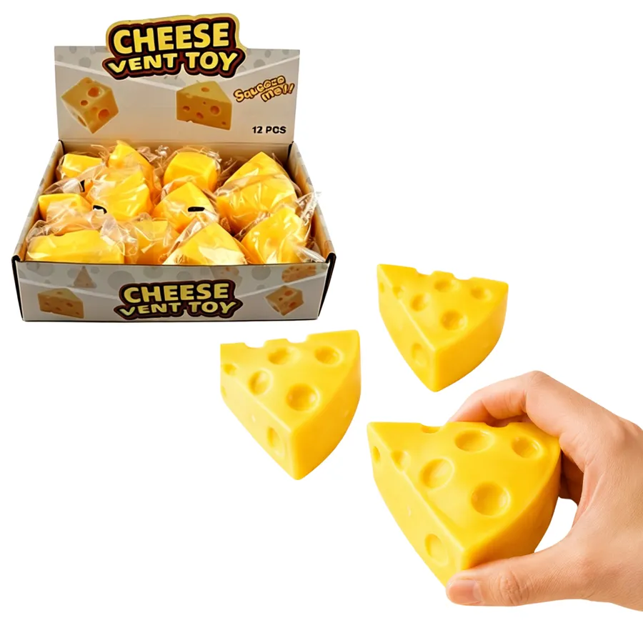 Yellow Cheese Squeeze Squishy Stress Free Kids Toy — wholesale Fidgets & Sensory by the case