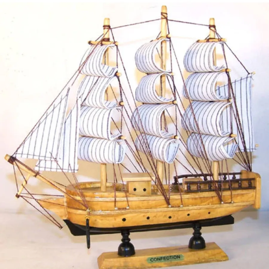 Large Wood 13 Inch Sail Boats Home Décor — wholesale Toys & Games by the case