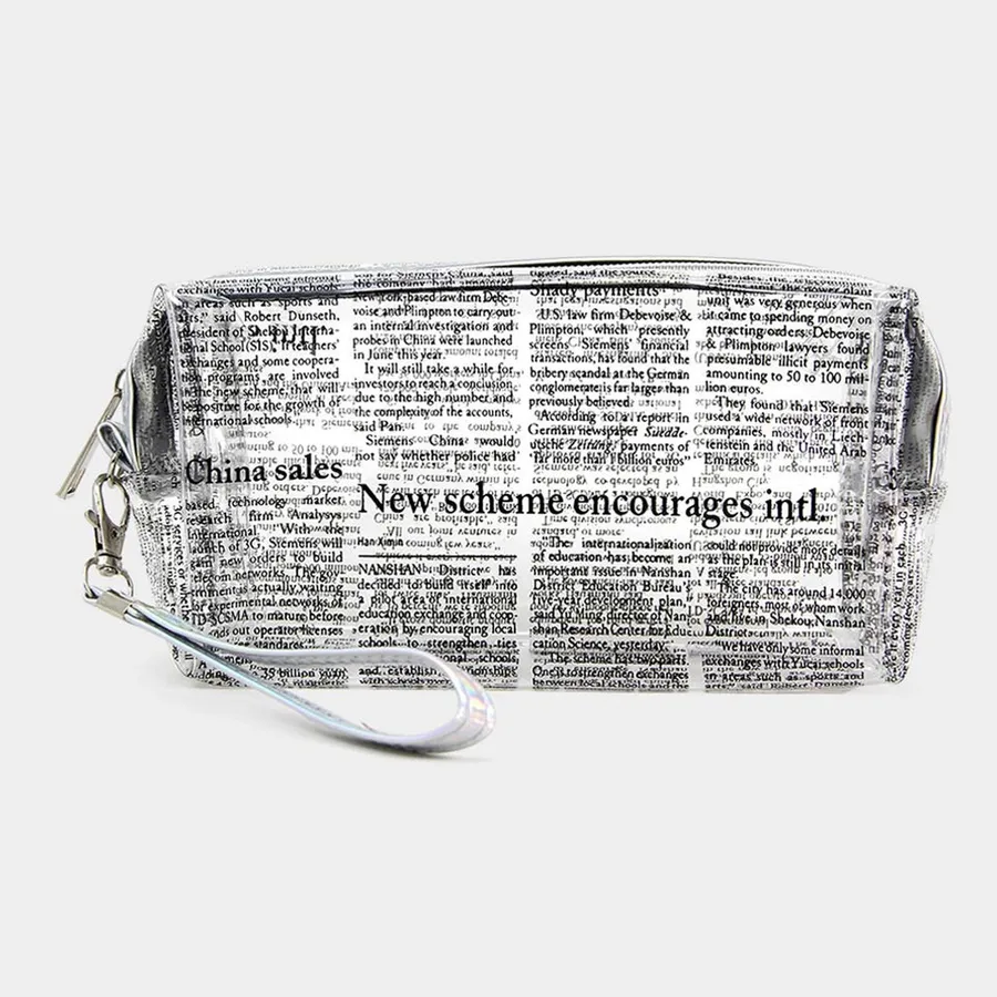 Easter Clear Transparent Newspaper Print Pouch Bag — wholesale Seasonal & Holiday by the case